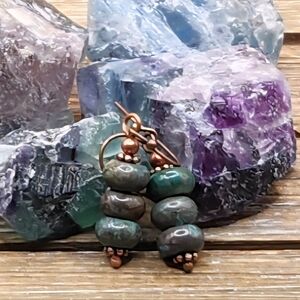 Chrysocolla and Copper Stacked Earrings